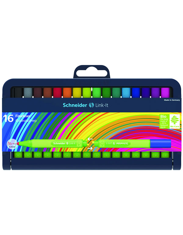 Schneider Link It Fineliner 0.4mm Pencil Case Pack of 16