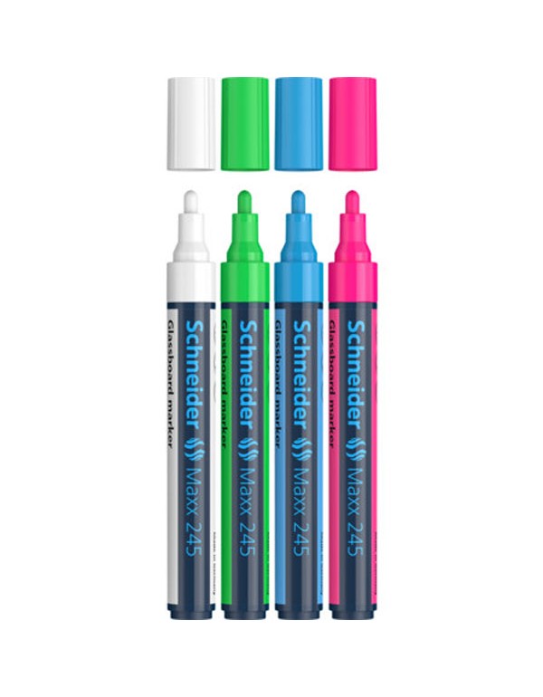 Schneider Glass Board Marker Pack of 4