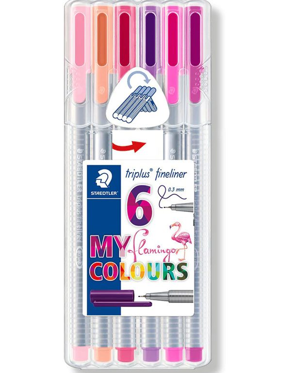 Staedtler Triplus Fineliner Marker Pen Flamingo Colors Pack of 6