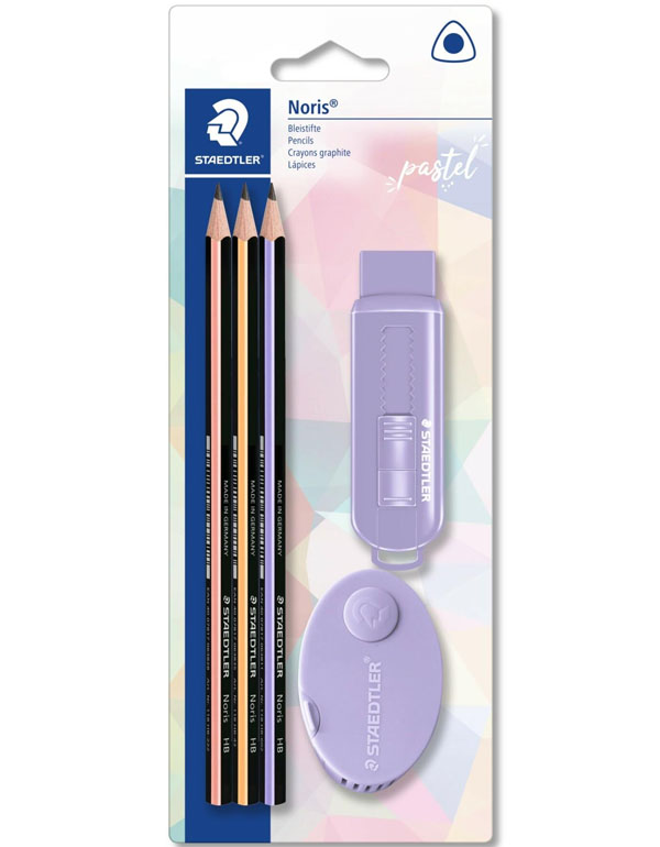 Staedtler 3 Pencils, Sharpener and Eraser Set,  Assorted Colors