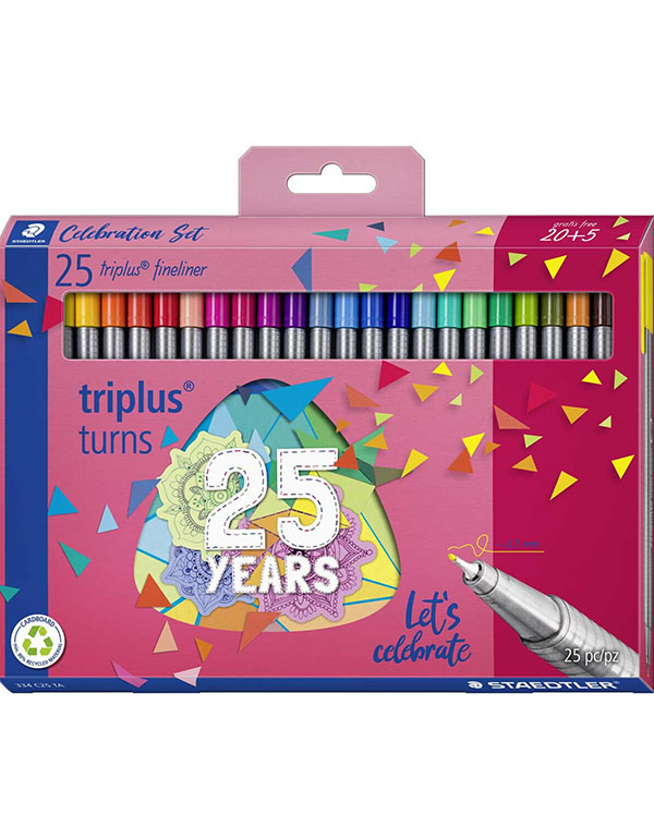 Staedtler Triplus Fineliner Pens 25th Anniversary Set Pack of 25