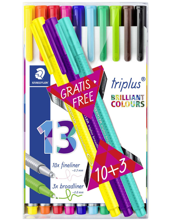 Staedtler Triplus Fineliner Marker Pens 0.3mm Pack of 13 Multicolor