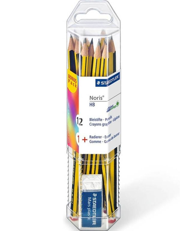 Staedtler Noris HP Pencil Set of 12 with Mars Plastic Eraser