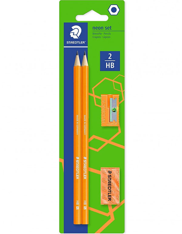 Staedtler Wopex Graphite Pencils Neon Kit Orange, with Sharpener and Eraser