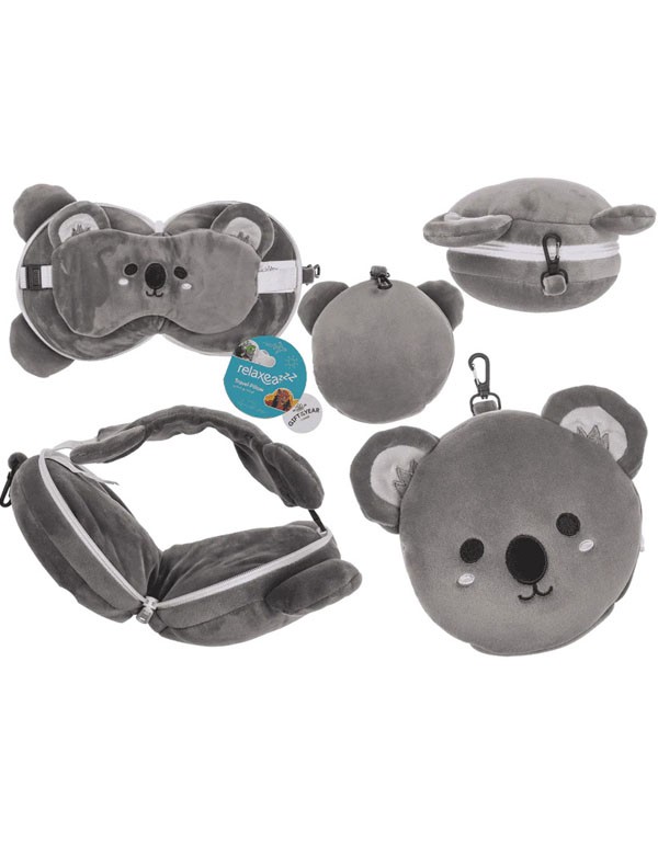 Kids Plush Travel Pillow with Eye Mask - Koala
