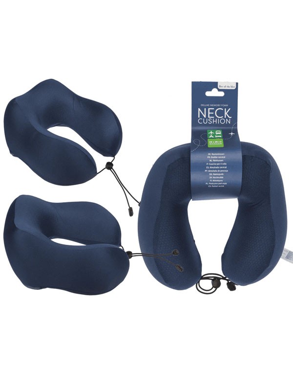 Dark Blue Deluxe Memory Foam Neck Cushion
