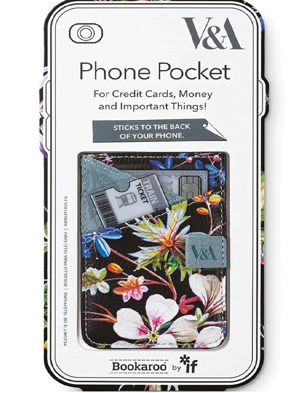 V&A Bookaroo Phone Pocket Kilburn Black Floral
