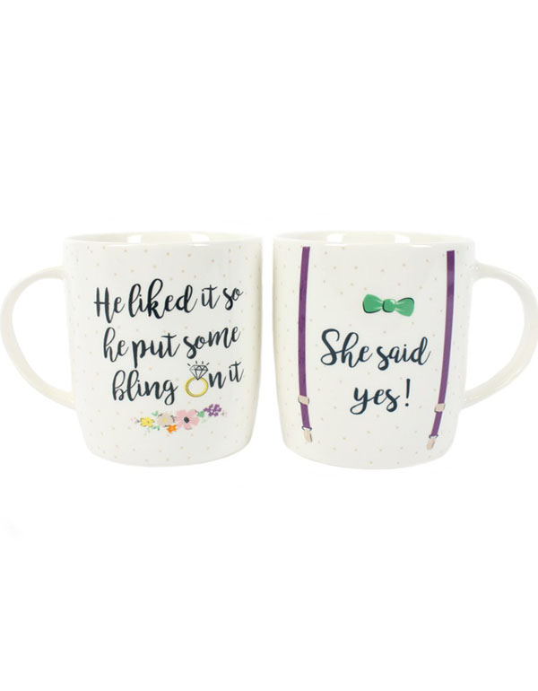 Set Of 2 She Said Yes Mugs