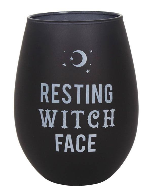 Resting Witch Face Stemless Wine Glass