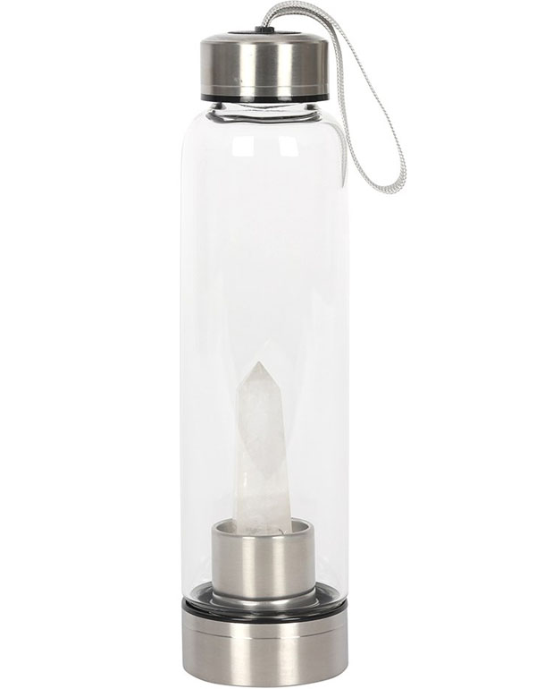 Clear Quartz Energising Glass Water Bottle