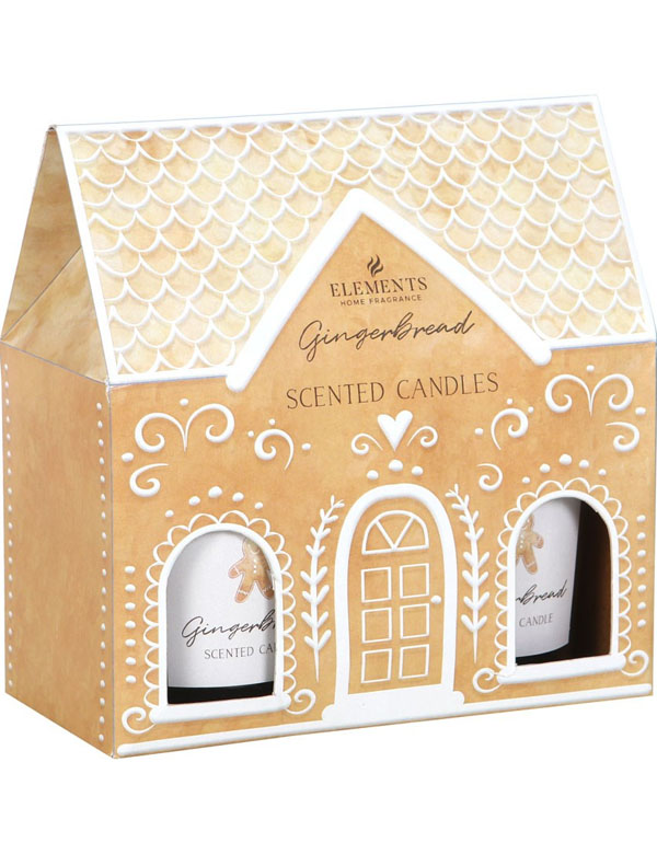 Set Of 2 Gingerbread Cork Lidded Candles