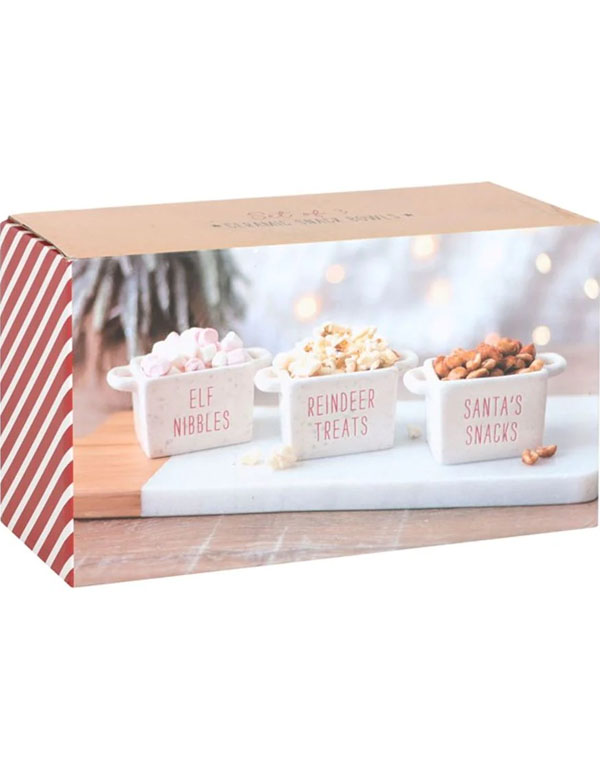 Set Of 3 Ceramic Christmas Snack Bowls