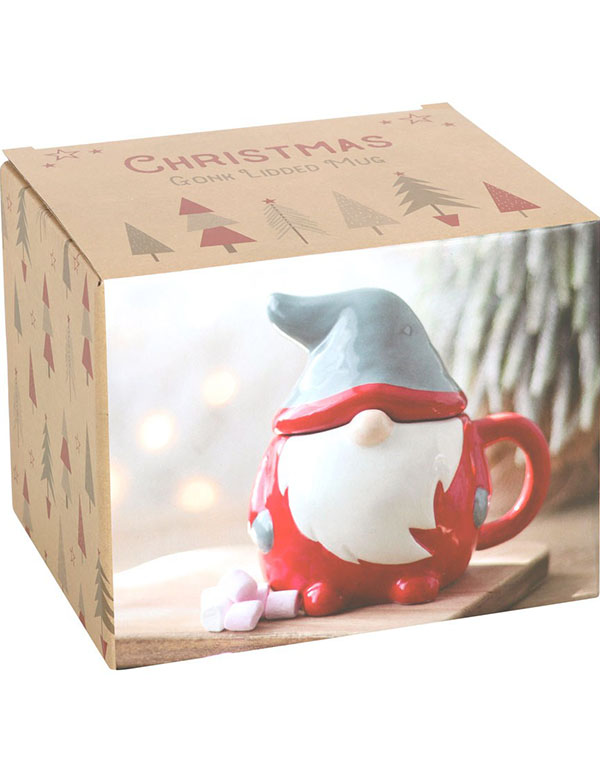 Red And Grey Gonk Lidded Mug