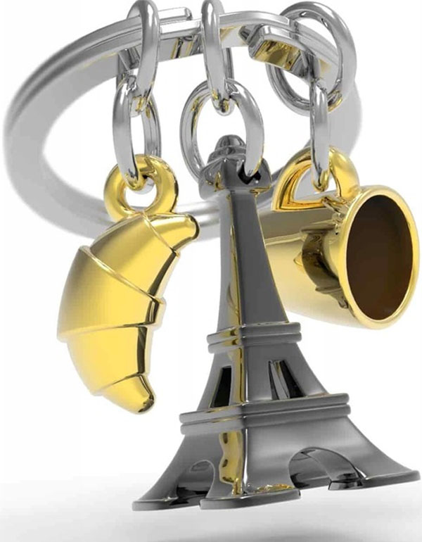Metalmorphose - Paris Coffee and Croissant Keychain