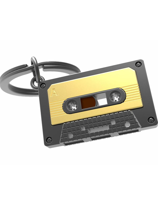 Metalmorphose Black & Gold Audio Cassette Keychain