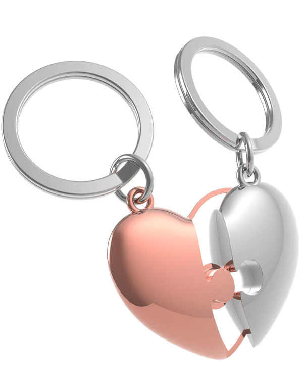 Metalmorphose Pink & Silver Heart Puzzle Keychain
