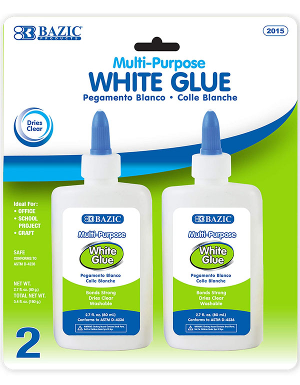 Bazic Multi Purpose White Glue 80ml 2/Pack