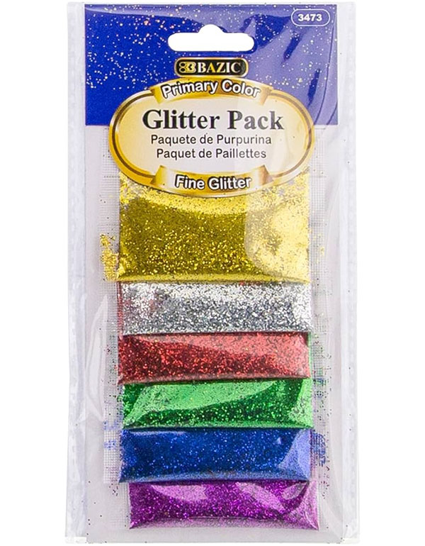 Bazic Primary Color Glitter Pack of 6