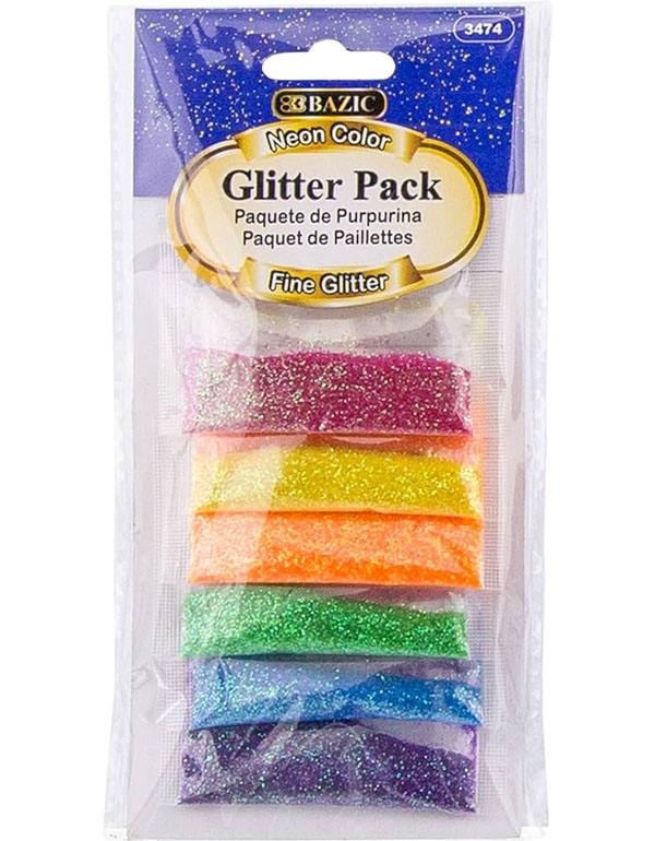 Bazic Neon Color Glitter Pack of 6