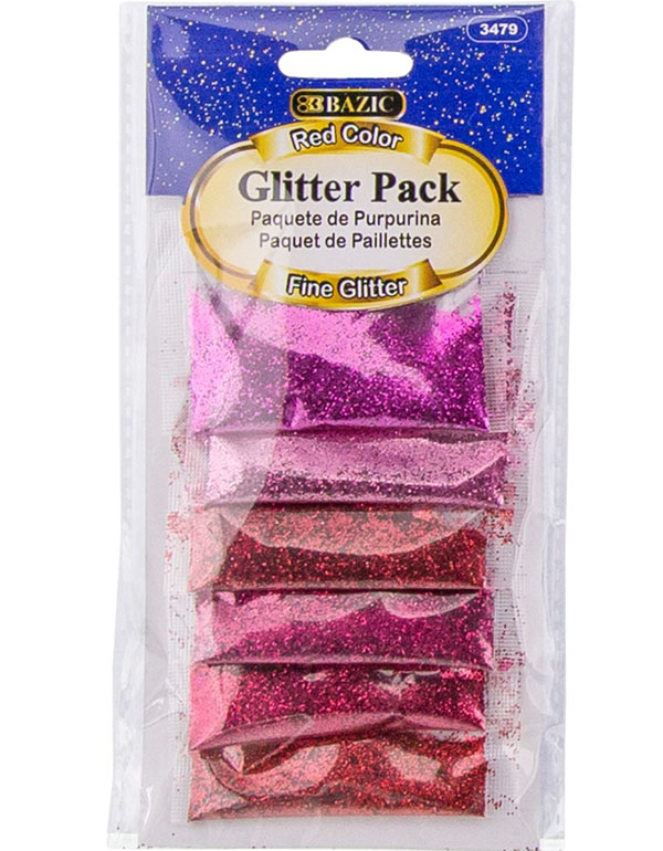 Bazic Red Color Glitter Pack 6/Pack