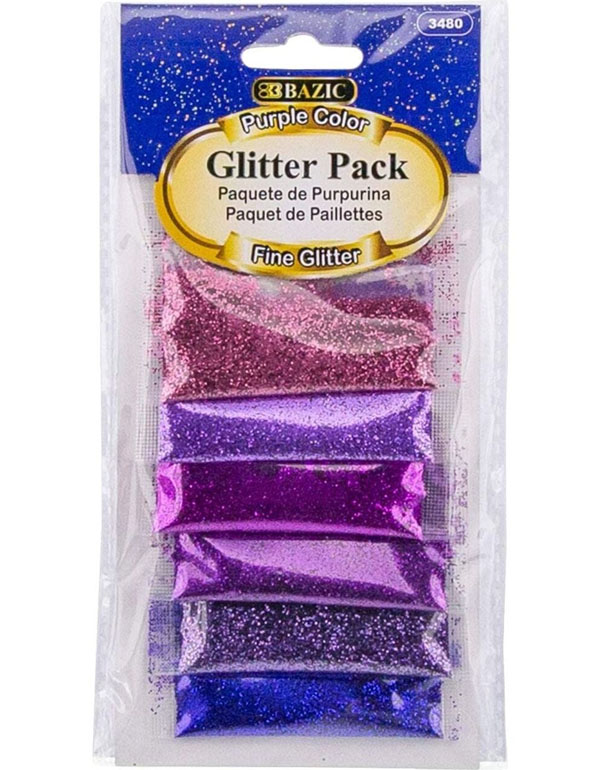 Bazic Purple Color Glitter Pack 6/Pack