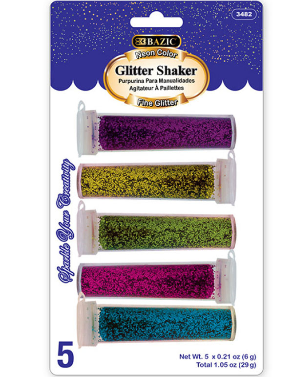 Bazic Neon Color Glitter Shaker Pack 5/Pack