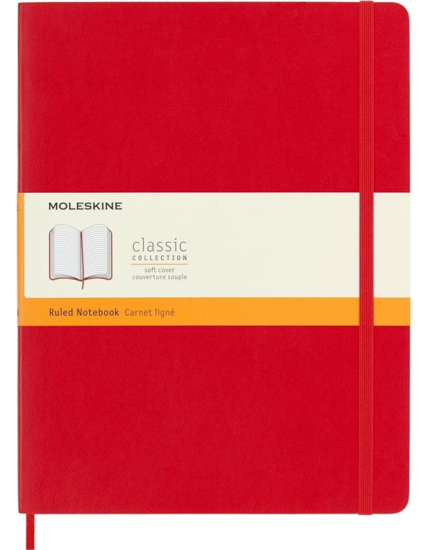 Moleskine Softcover Ruled XL Notebook Red