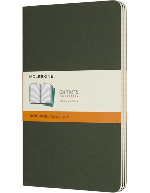 Moleskine Softcover Cahier Journal Ruled Large Green Pack of 3