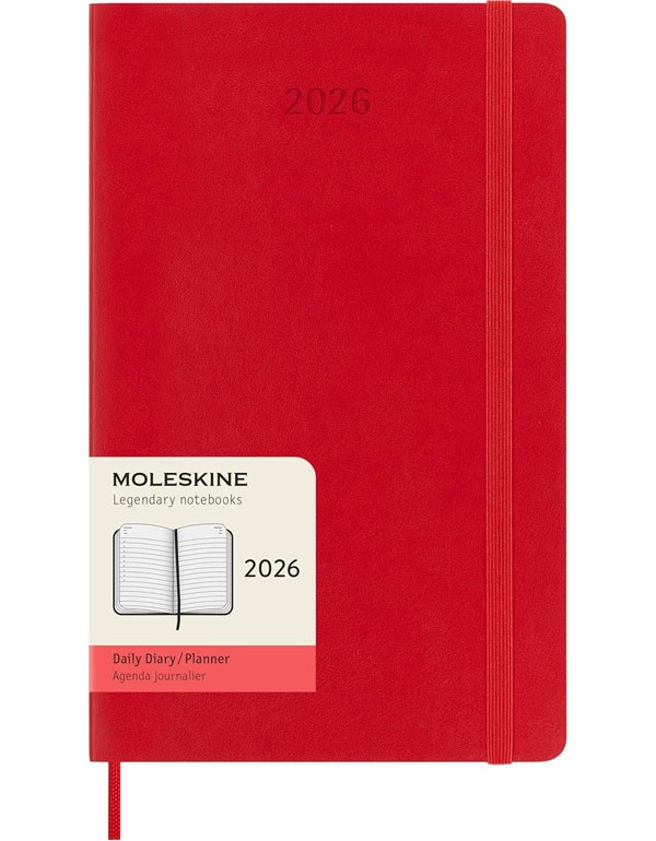 Moleskine Daily Planner 2026 12 Months Daily Planner Softcover Large Red