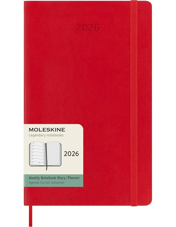 Moleskine Weekly Planner 2026 12 Months Weekly Planner Softcover Large Red