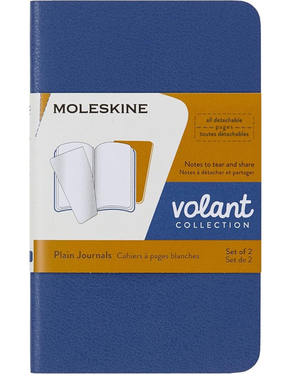 Moleskine Volant Journal Plain XS  Blue / Amber Yellow Pack of 2