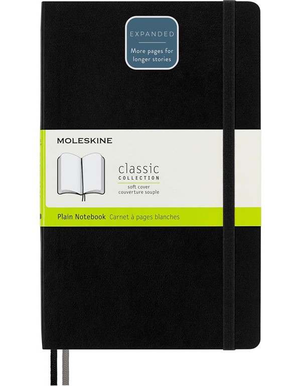 Moleskine Expanded Softcover Plain Notebook Large Black