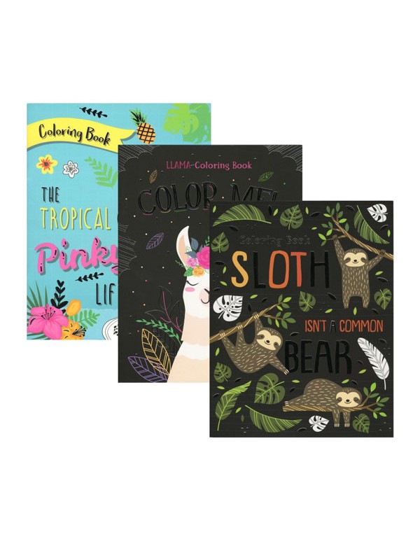 Bazic Sloth, Llama, Flamingo Foil Coloring Book