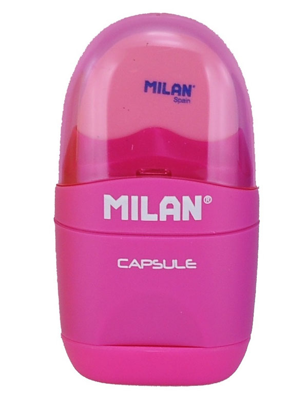 Milan Capsule Sharpener + Eraser, Assorted Colors