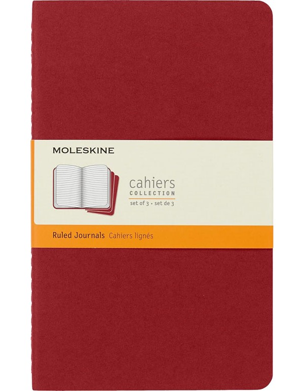 Moleskine Softcover Cahier Journal Ruled Large Cranberry Red